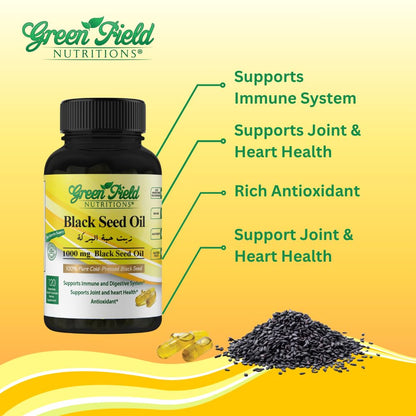 Greenfield Nutritions Halal Black Seed Oil – Immune, Digestive & Joints Health | 90 Liquid Veggies Capsules