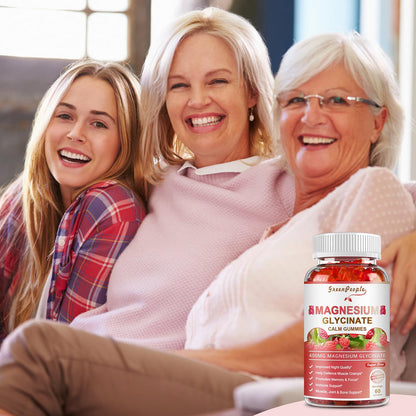 GREENPEOPLE Magnesium Glycinate Gummies 400mg — Sugar Free Raspberry Flavor, Vitamin D & B6 for Calm Support