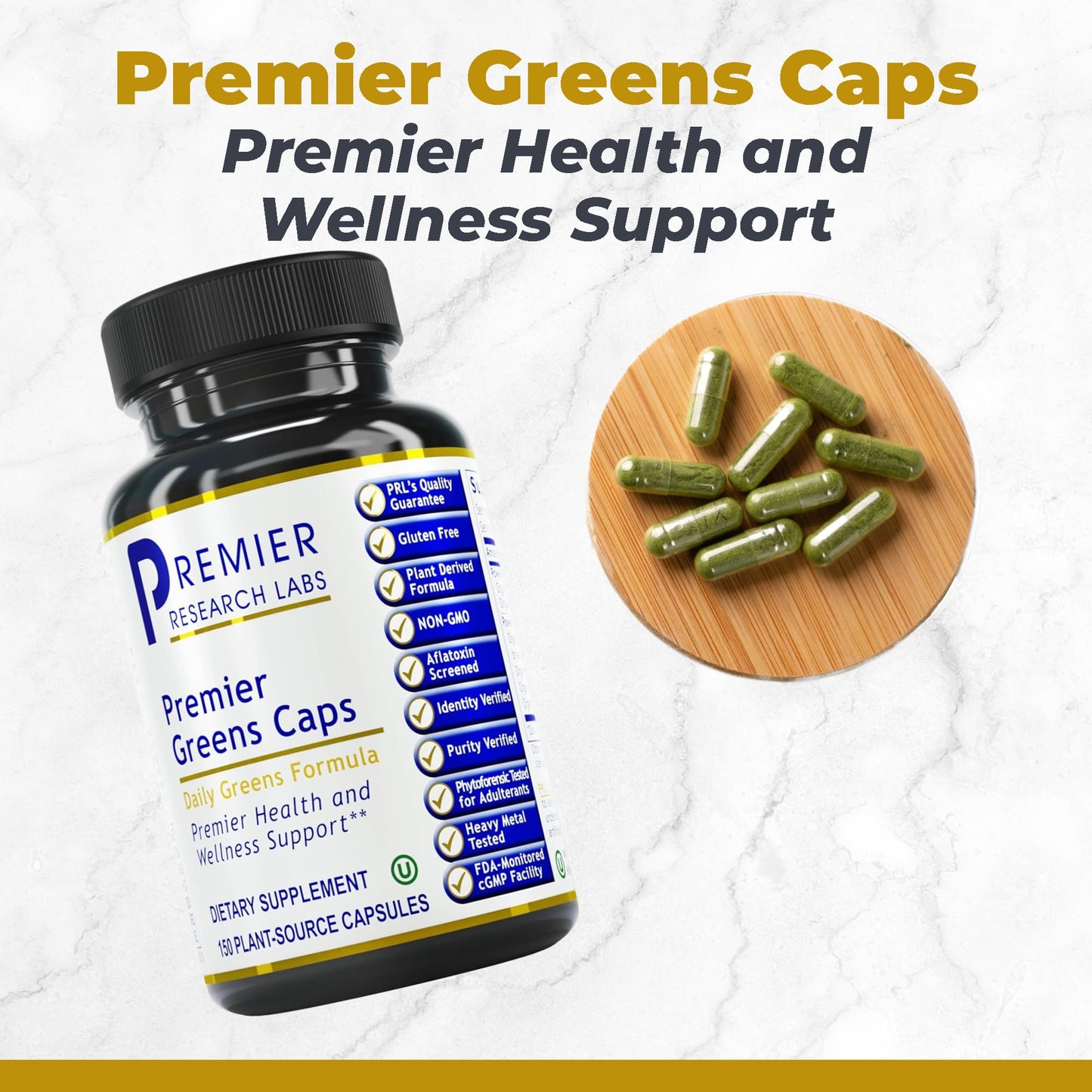 Premier Greens Capsules | Premier Research Labs – Super Greens, Kale & Chlorella | 150 Vegetarian Capsules