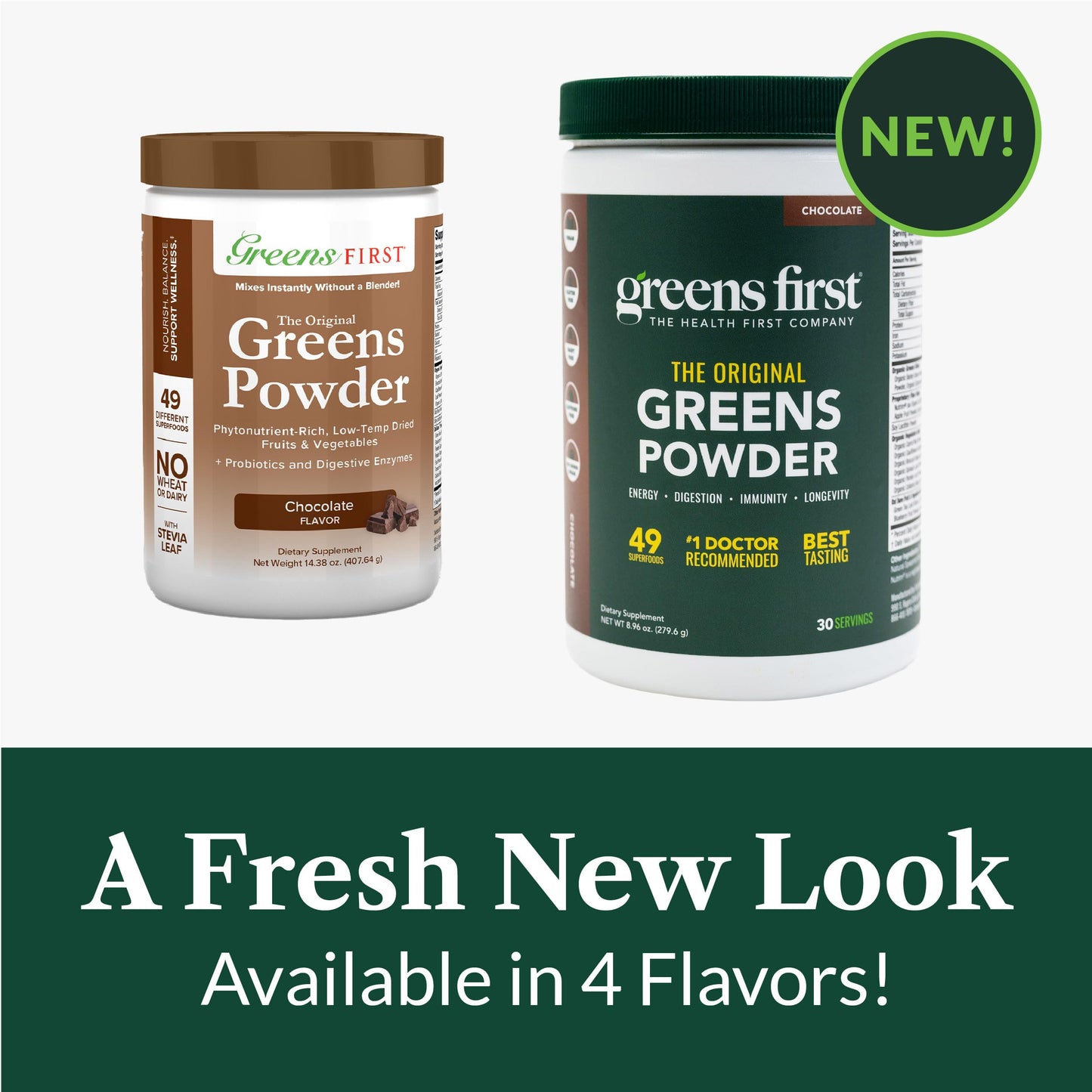 Greens First Original Greens Powder - 49 Superfoods, Organic, Vegan (Chocolate, 30 Servings)