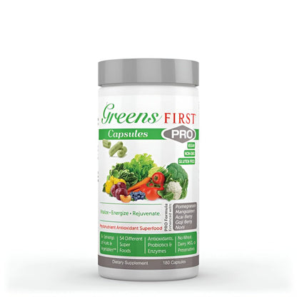 Greens First Phytonutrient Capsules – 54 Superfoods, Organic Fruits & Veggies, Probiotics & Digestive Enzymes – 180 Capsules