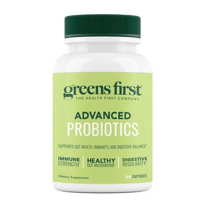 Greens First Probiotics - 20 Billion CFU, FOS Soluble Fiber - Gut Health, Skin Support - 30 Servings