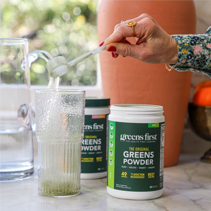 Greens First Original Greens Powder - 49 Superfoods, Chocolate, 60 Servings | Vegan & Non-GMO