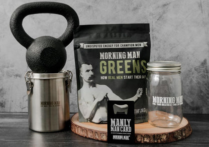 Morning Man Greens Probiotic Superfood Mix – 95mg Caffeine, 75+ Vitamins, Gluten Free, Vegan, 30 Servings