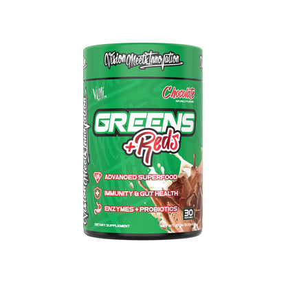 VMI Sports Greens + Reds Advanced Superfood | Immunity & Gut Health | 30 Servings (Chocolate)