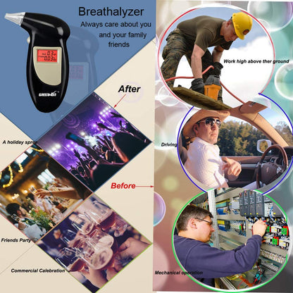 GREENWON Battery Powered Breathalyzer Keychain – Portable Digital Alcohol Tester with LCD Display | Personal Use G/Black