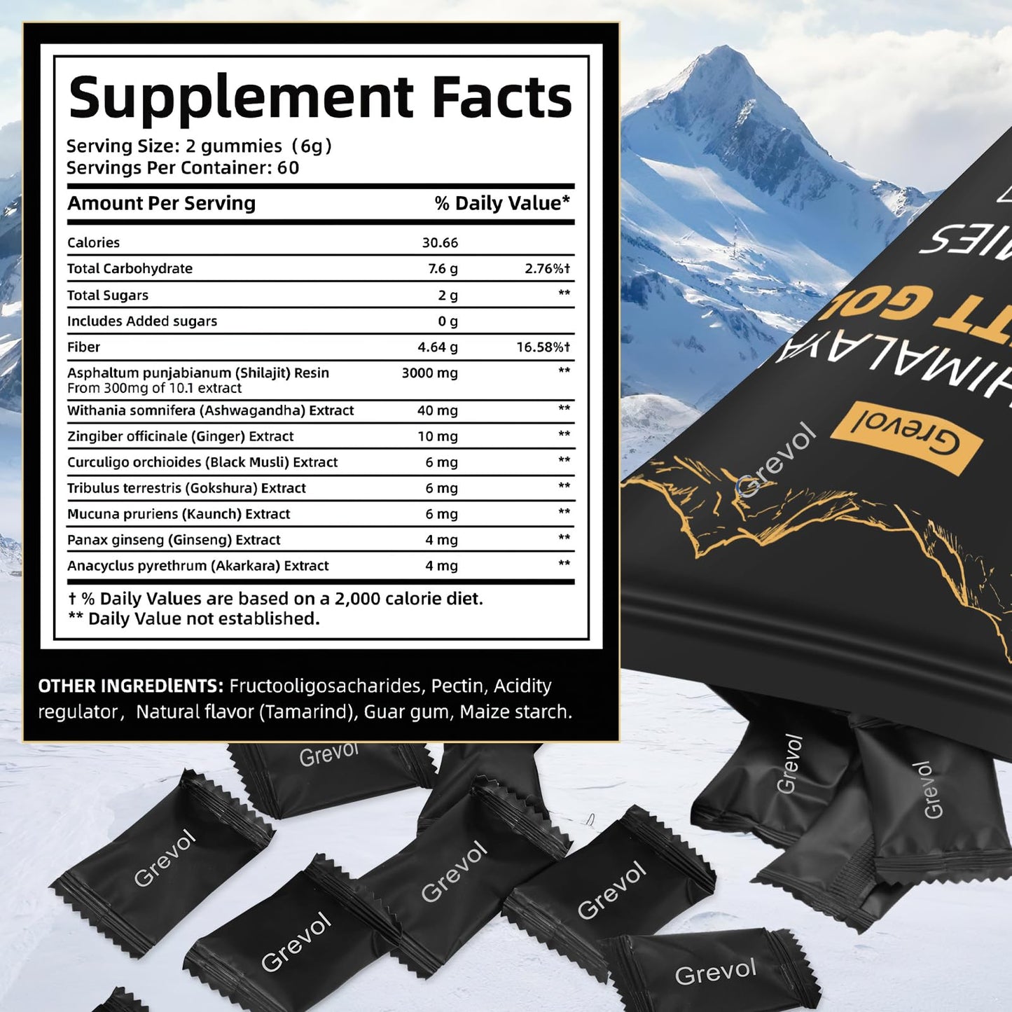 Grevol Himalayan Shilajit Gummies with Ashwagandha & Fulvic Acid – 120 Gummies