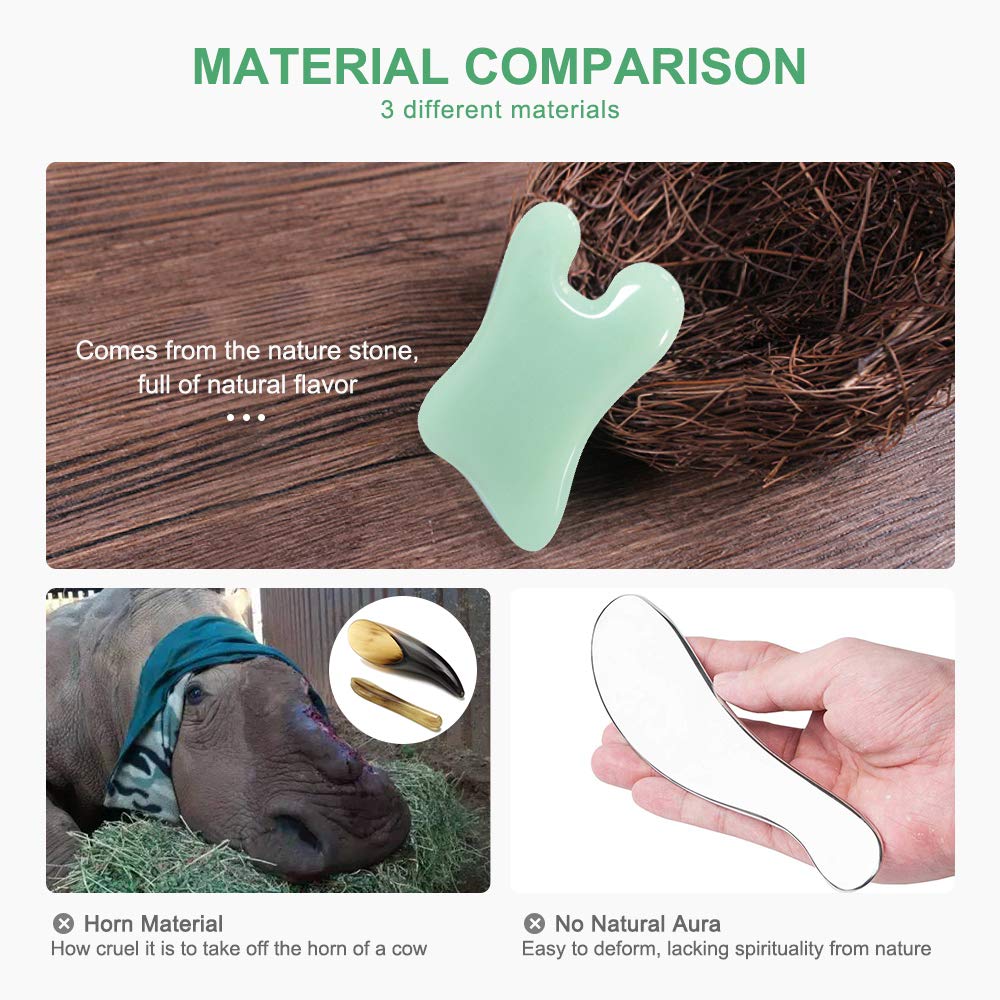 airogym Guasha Massage Tool – Natural Stone Gua Sha Board 4-Piece Set for Spa, Acupuncture & Lymphatic Drainage