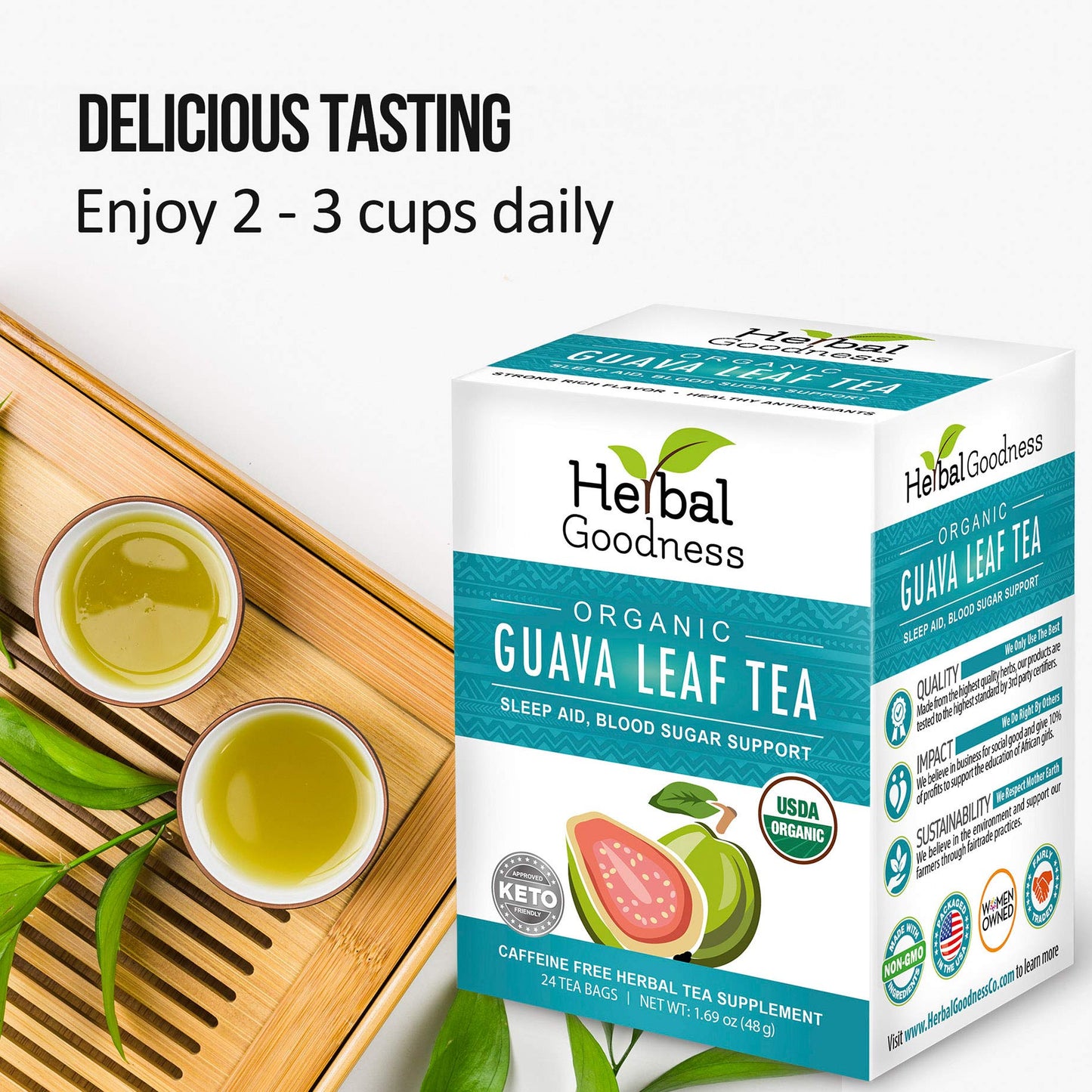 Guava Leaf Tea – 24 Bags, 100% Organic Guava Leaves | Immune Support