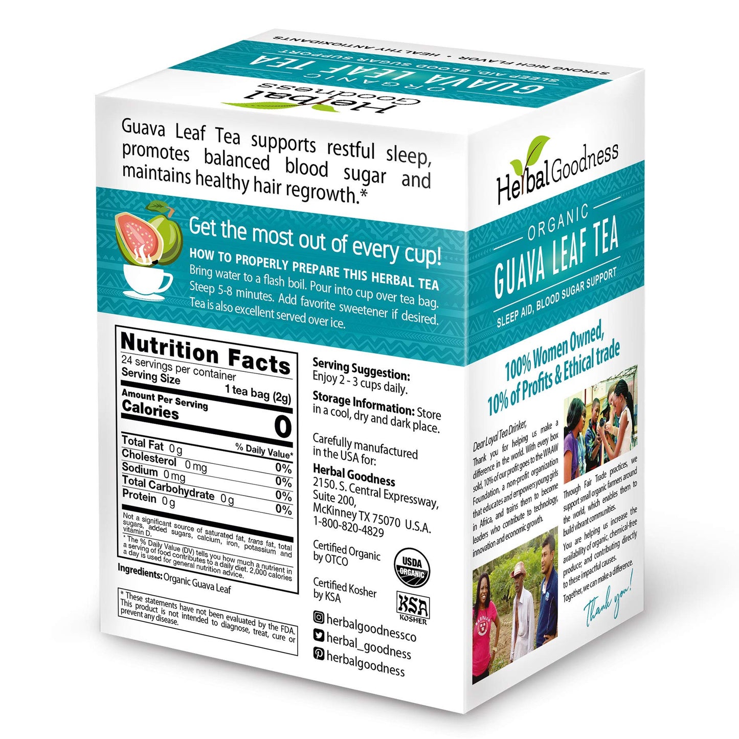 Guava Leaf Tea – 24 Bags, 100% Organic Guava Leaves | Immune Support