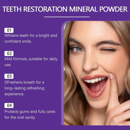 Teeth Restoration Mineral Powder, Mineral Tooth Powder, Dental Restoration Mine RAL Po wder, in Strengthening Teeth and Gums, Protect Gums and Freshen Breath 2pcs