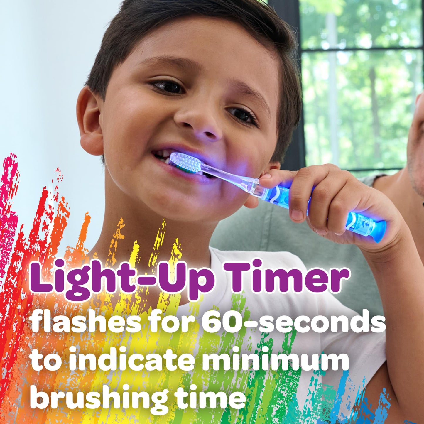 GUM Crayola Timer Light Toothbrush for Kids – 4 Pack | Soft Bristles, Suction Cup Base