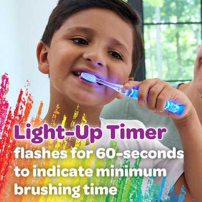 GUM Crayola Timer Light Toothbrush for Kids – 4 Pack | Soft Bristles, Suction Cup Base