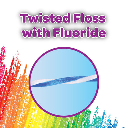 GUM Crayola Twistables Kids Flossers with Fluoride - 75 Count, 3 Flavors, Ages 3+