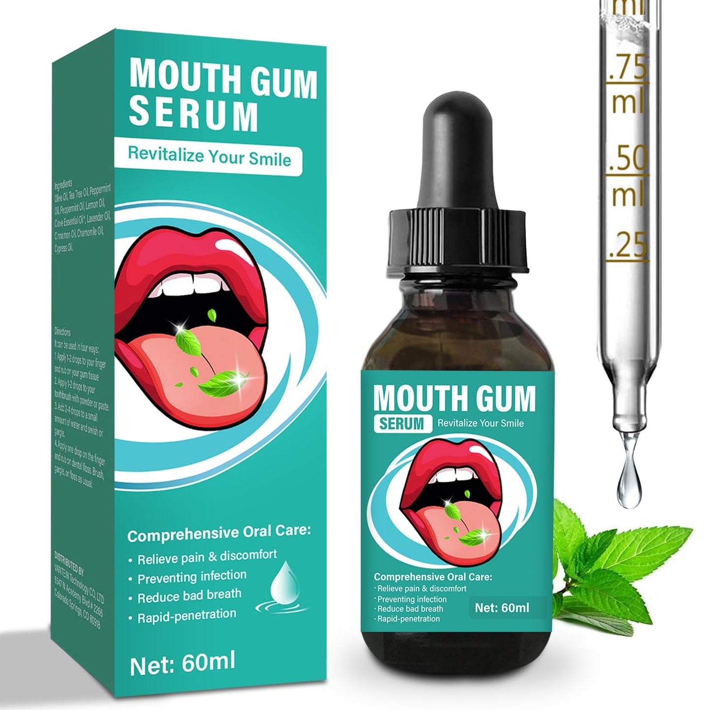 Gum Restore Drops - Gum Repair for Receding Gums, Bad Breath, Alcohol-Free Mint