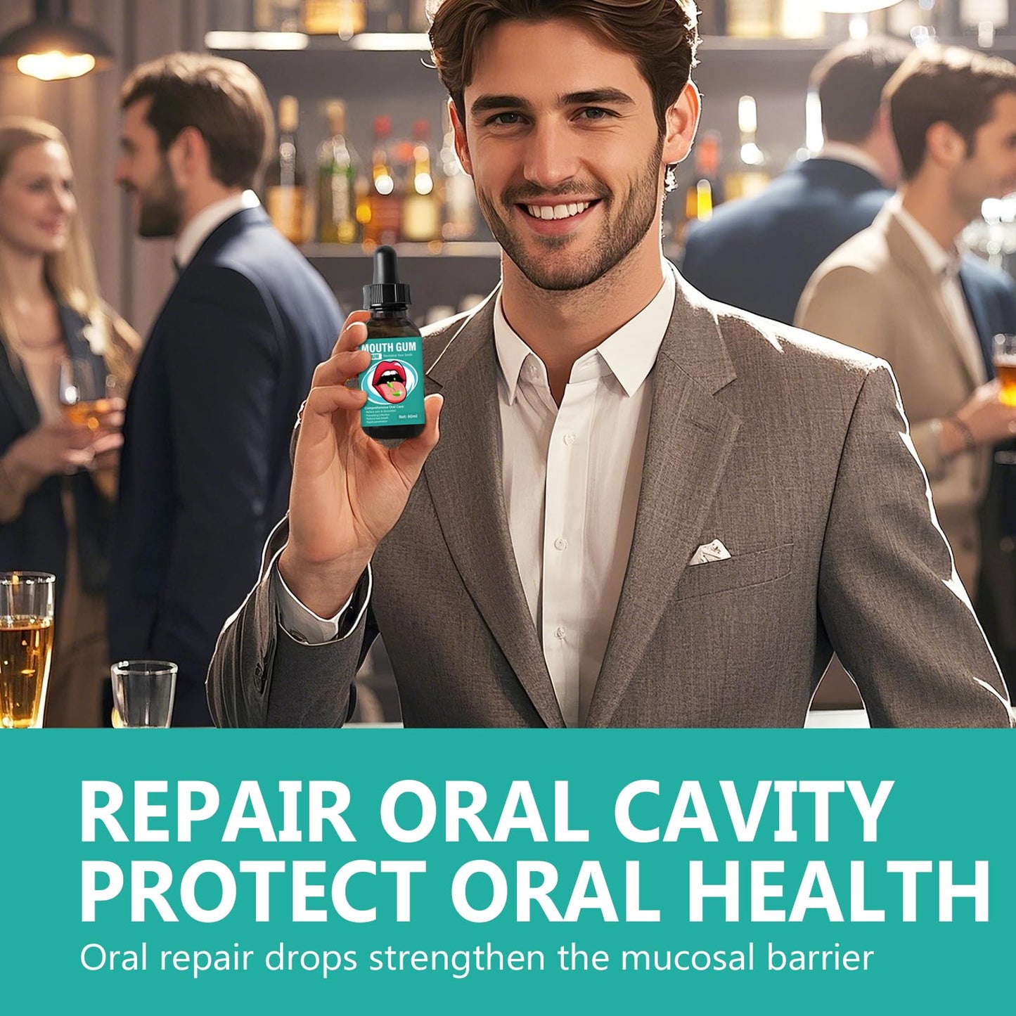 Gum Restore Drops - Gum Repair for Receding Gums, Bad Breath, Alcohol-Free Mint