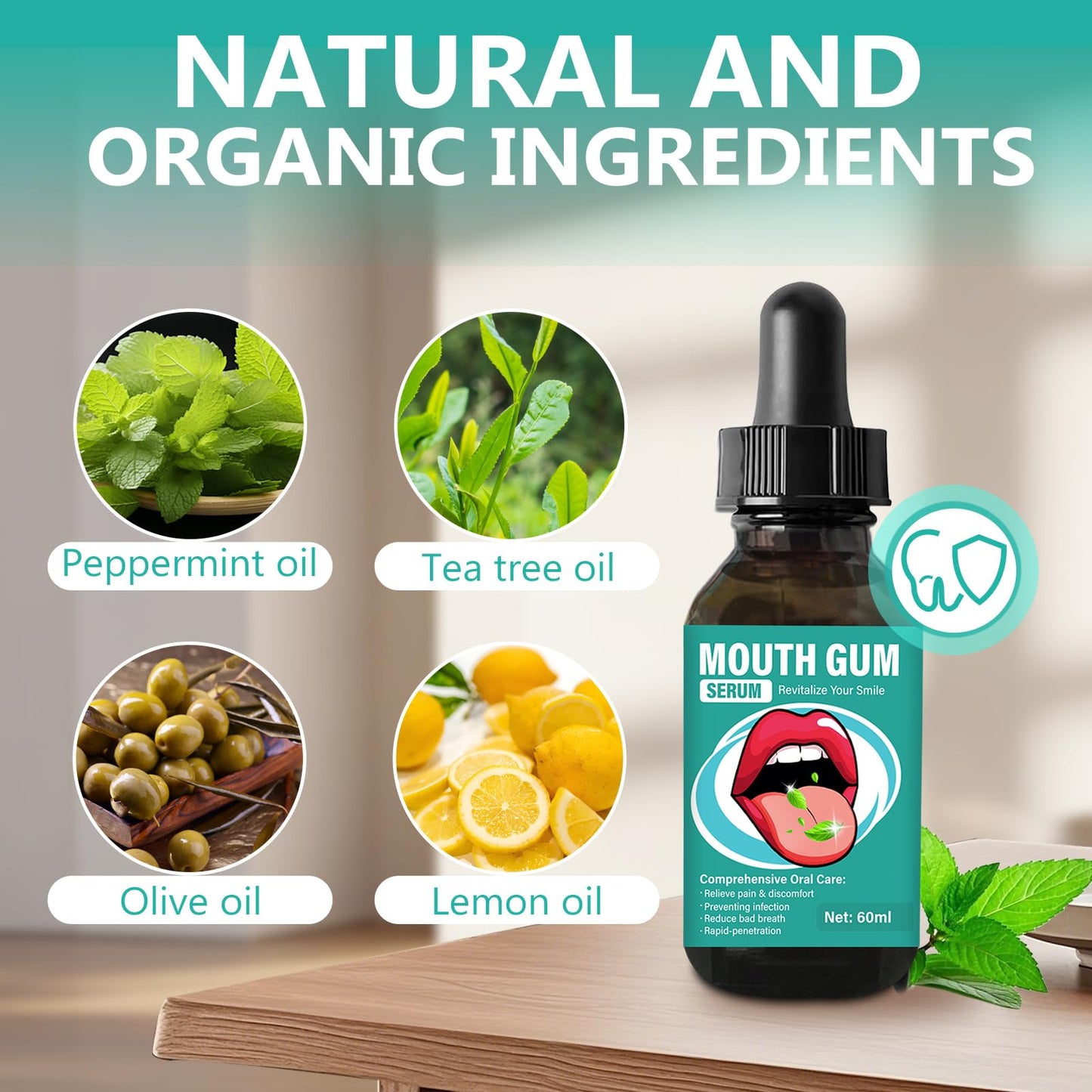 Gum Restore Drops - Gum Repair for Receding Gums, Bad Breath, Alcohol-Free Mint