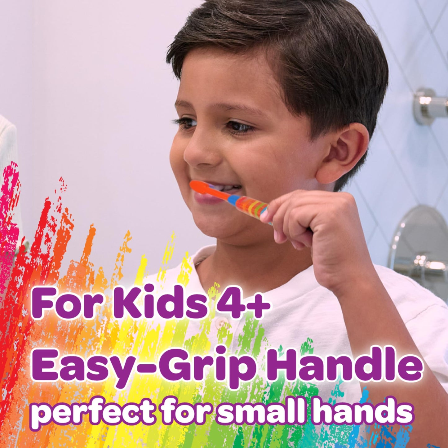 GUM Crayola Deep Clean Kids Toothbrushes – Ultra-Soft, Suction Cup (Ages 4-9) Pack of 4