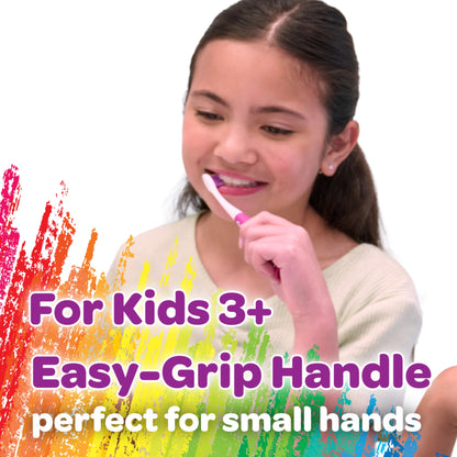 GUM Crayola Pip-Squeaks Kids' Manual Toothbrushes – Extra Soft Bristles, 3-5 Years, Suction Cup Base (Pack of 4)