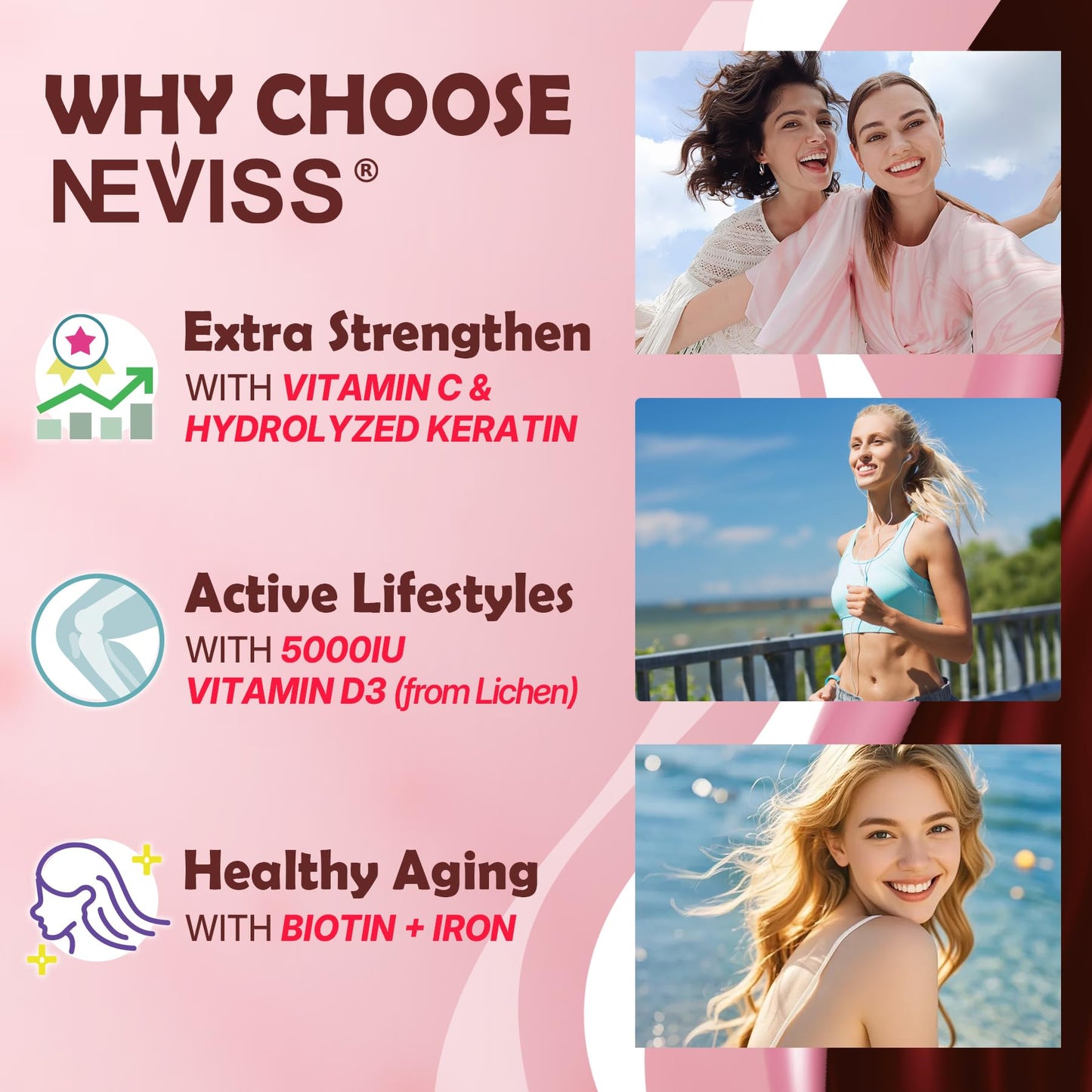 NEVISS Hydrolyzed Collagen Gummies – Multi-Type Collagen I–V & X with Vitamin D3 (120 ct)