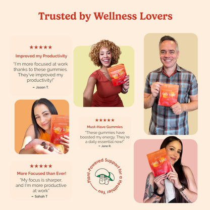 Daily Kind Super Mushroom Gummies – 10-in-1 Adaptogenic Mushroom Supplement (60-Ct) | Immunity, Focus & Gut Health | Vegan & Gluten-Free