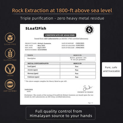 5Loaf2Fish Himalayan Shilajit Gummies with Ashwagandha & Sea Moss – 70 Gummies