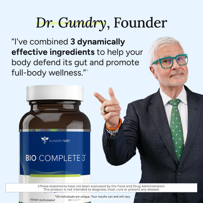 Gundry MD Bio Complete 3 — 3-in-1 Probiotics for Digestion, Energy, and Skin | 30 Day Supply