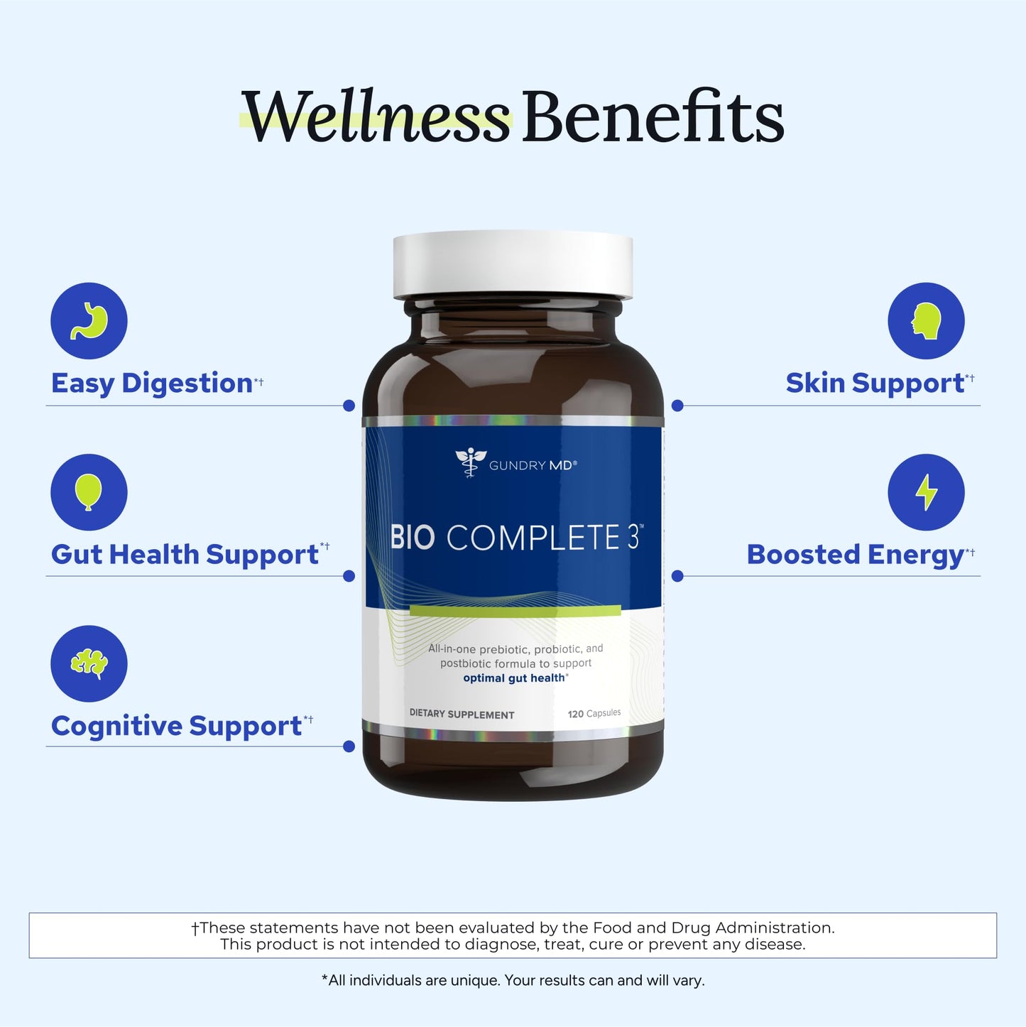 Gundry MD Bio Complete 3 — 3-in-1 Probiotics for Digestion, Energy, and Skin | 30 Day Supply