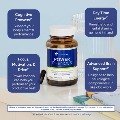 Gundry MD Power Phenols – Brain Health Supplement for Focus, Motivation, and Energy (30 Servings)