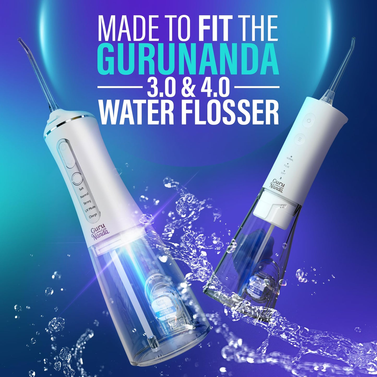 GuruNanda Aqua Pods - Pre-Measured Mouthwash for Water Flosser 4.0, Fluoride & Alcohol-Free, Wild Mint, 60 Count
