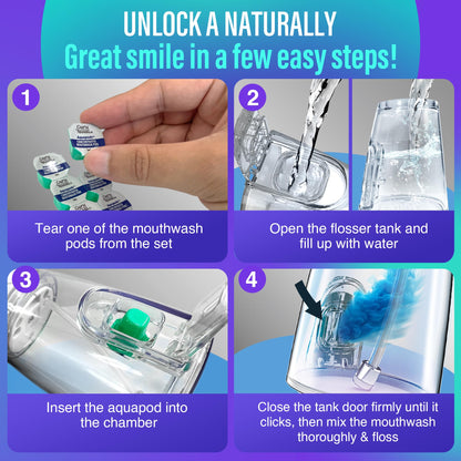 GuruNanda Aqua Pods - Pre-Measured Mouthwash for Water Flosser 4.0 (Fluoride & Alcohol-Free)