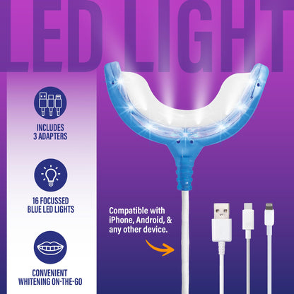 GuruNanda Premium Teeth Whitening Kit with Wired LED Light & Whitening Pen, Works with iPhone & Android