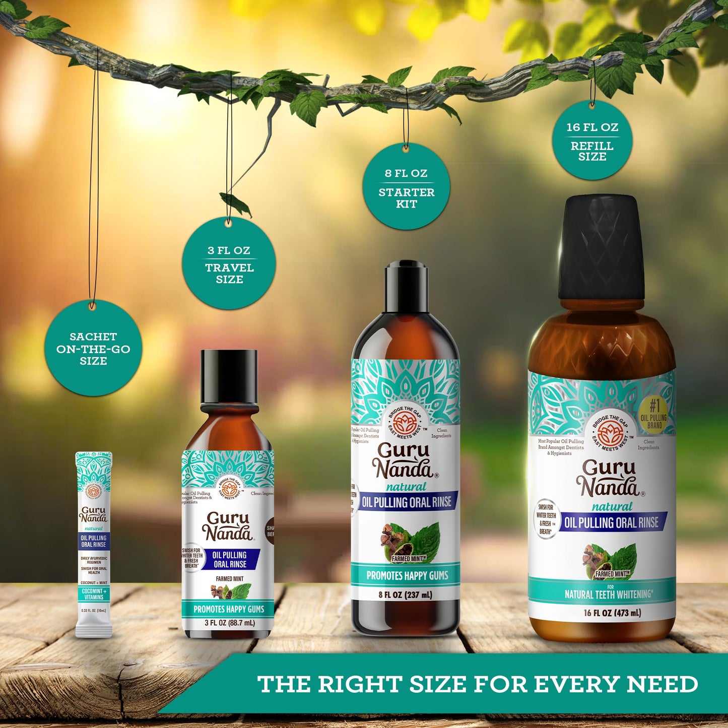 GuruNanda CocoMint Oil Pulling Mouthwash – 16 oz, 7 Essential Oils & Vitamins, Alcohol-Free