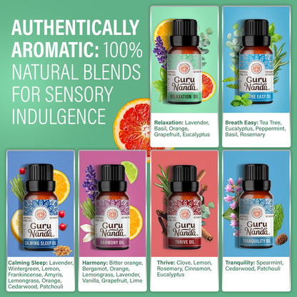GuruNanda Essential Oil Blends (Set of 6) – 6-Pack Aromatherapy Oils for Diffusers