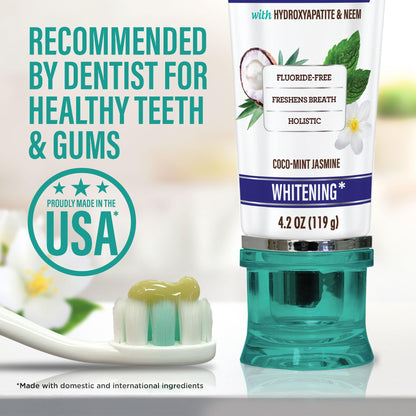 GuruNanda Hydroxyapatite Toothpaste – SLS & Fluoride Free, CocoMint Jasmine Neem (4.2oz Pack of 2)