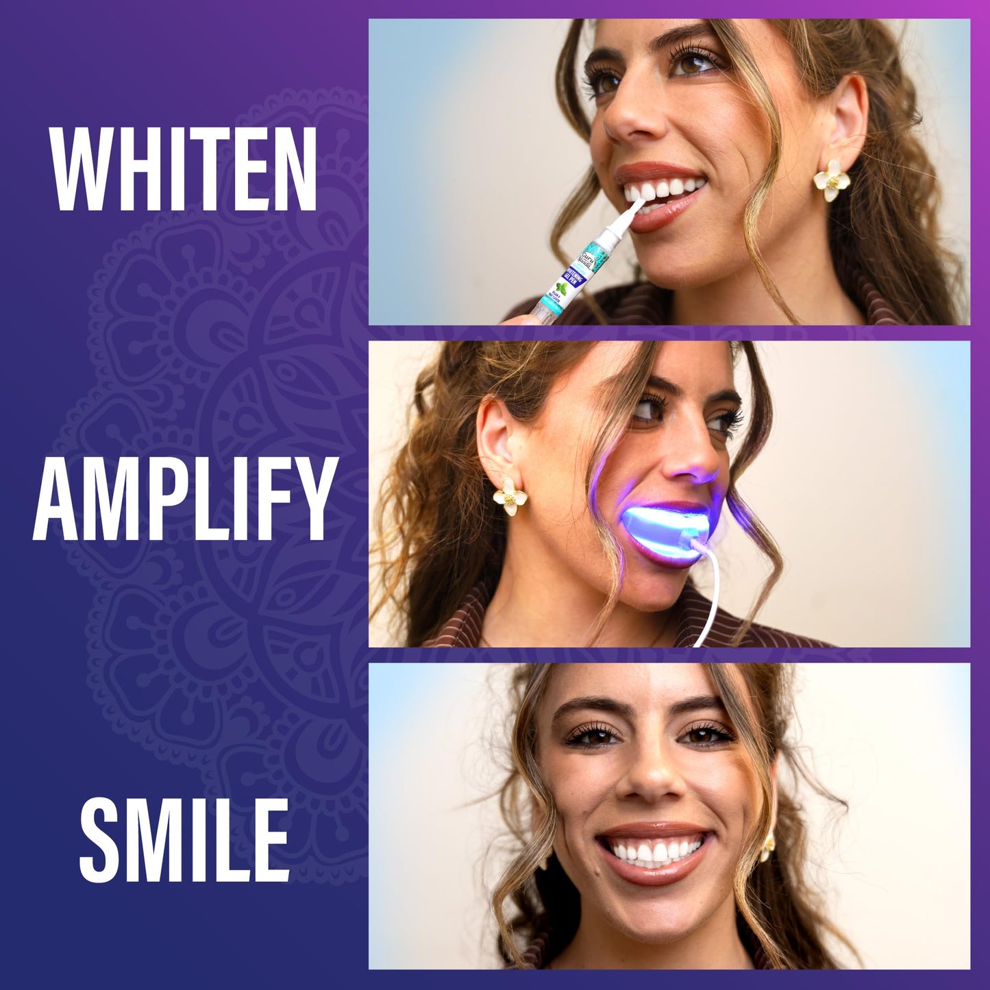 GuruNanda Premium Teeth Whitening Kit with Wired LED Light & Whitening Pen, Works with iPhone & Android