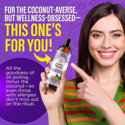 GuruNanda Sesame Mint Oil Pulling Mouthwash - Natural Oral Care, Alcohol-Free, 8 oz