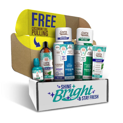 GuruNanda Shine Bright Stay Fresh – Whitening Mouthwash & Neem Toothpaste Bundle
