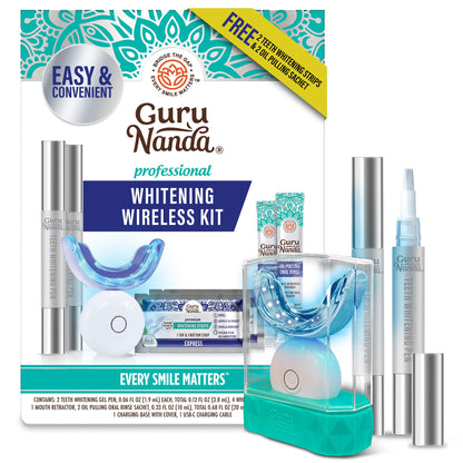 GuruNanda Teeth Whitening Kit with LED Light – Wireless, 40 Treatments