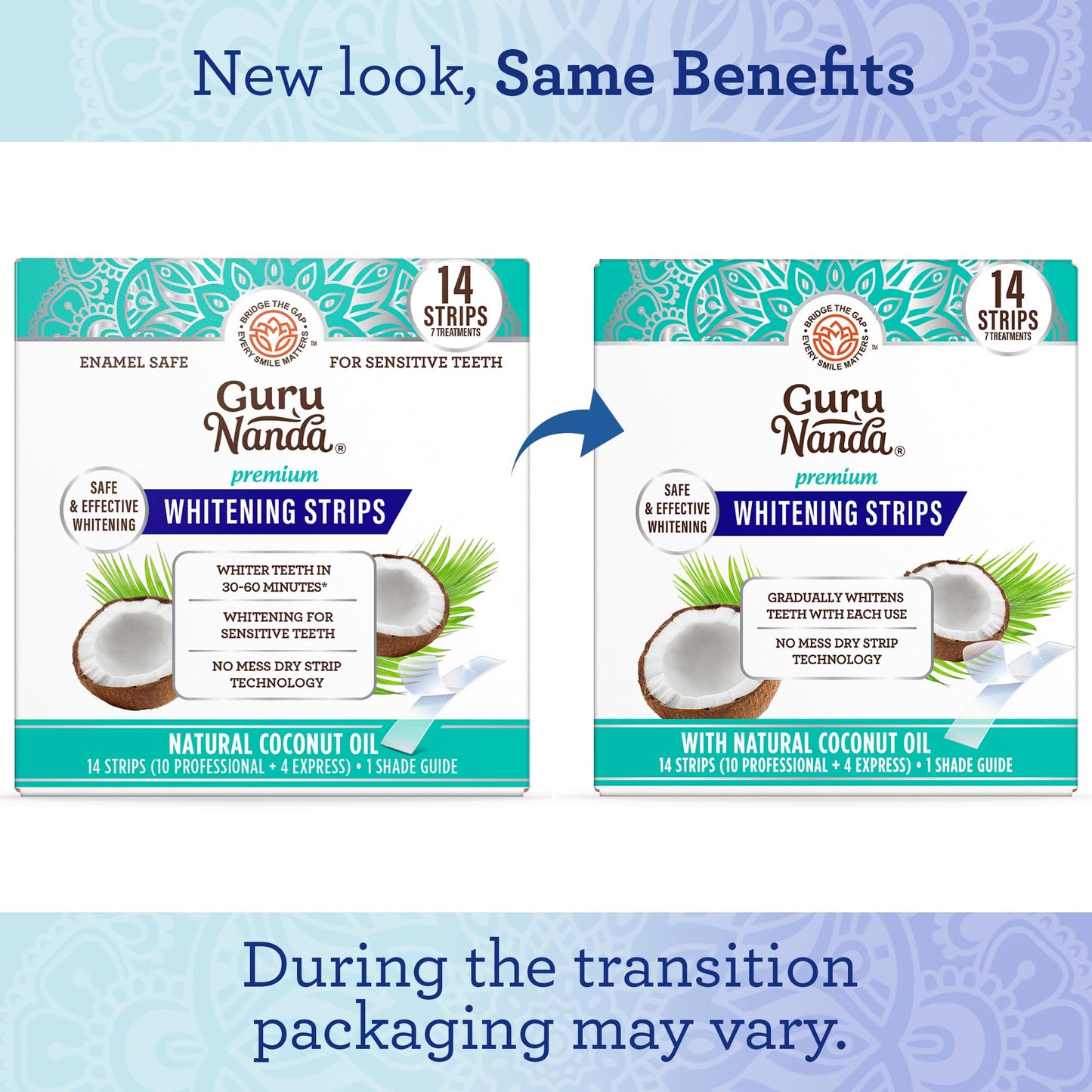 GuruNanda Teeth Whitening Strips – 7-Day Treatment | Non-Slip Dry Strip Technology