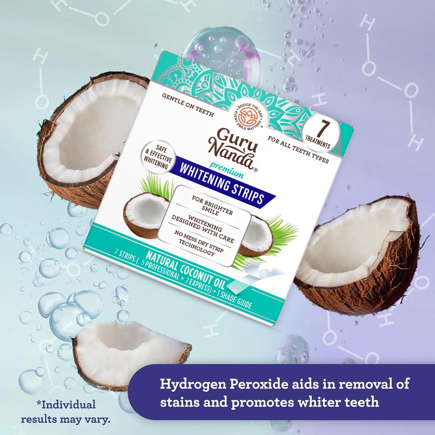 GuruNanda Teeth Whitening Strips – 7-Day Treatment | Non-Slip Dry Strip Technology