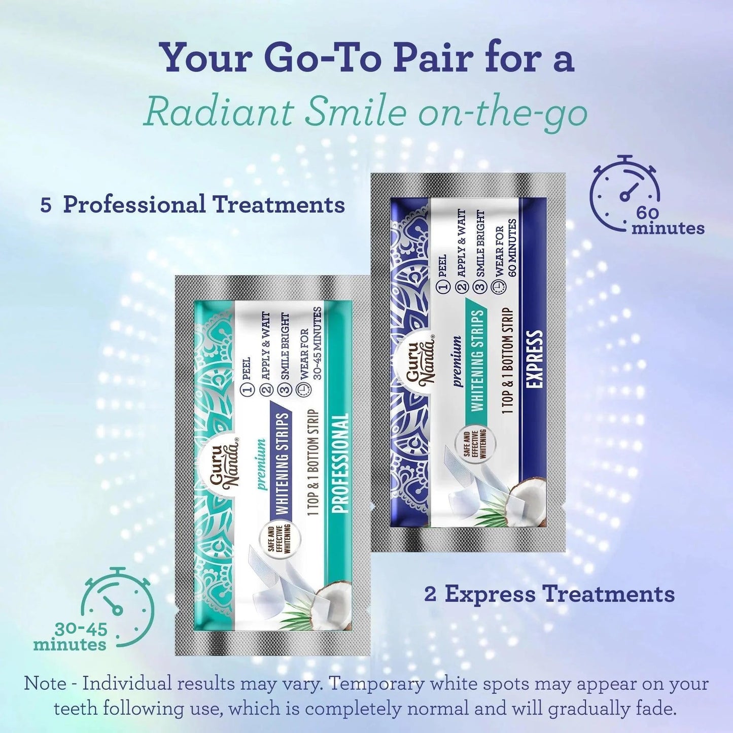 GuruNanda Teeth Whitening Strips – 7-Day Treatment | Non-Slip Dry Strip Technology