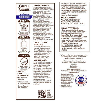 GuruNanda OxyBurst Dual-Barrel Mouthwash, Wild Mint, 3x20 oz - Fluoride & Alcohol Free