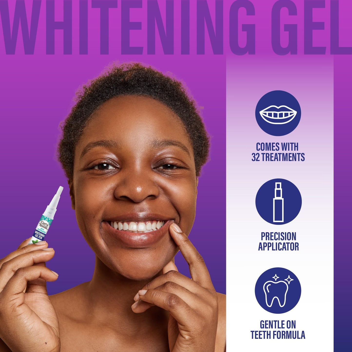 GuruNanda Premium Teeth Whitening Kit with Wired LED Light & Whitening Pen, Works with iPhone & Android
