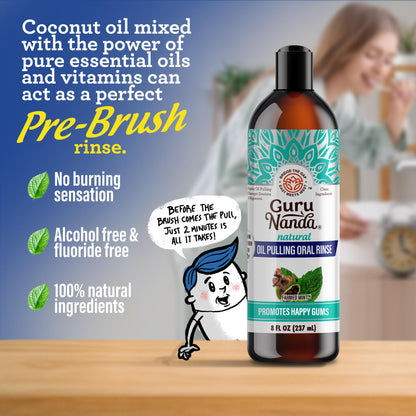 GuruNanda CocoMint Oil Pulling Mouthwash - 8 oz | Alcohol-Free