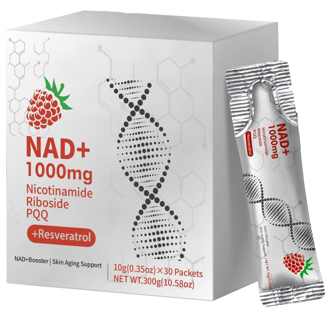 GUSUPY NAD Liquid Supplement 30pcs | NR & Resveratrol for Healthy Aging, Energy & DNA Repair