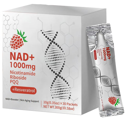 GUSUPY NAD Liquid Supplement 30pcs | NR & Resveratrol for Healthy Aging, Energy & DNA Repair