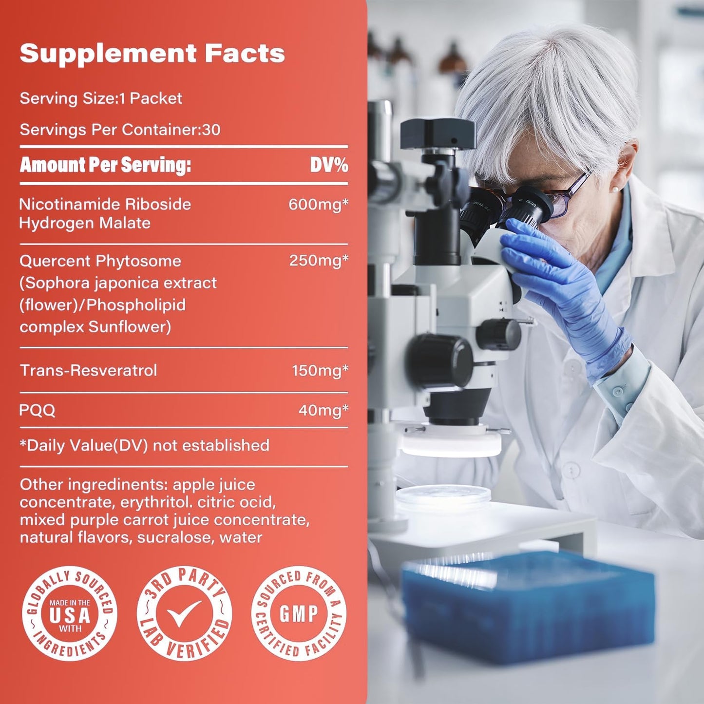 GUSUPY NAD Liquid Supplement 30pcs | NR & Resveratrol for Healthy Aging, Energy & DNA Repair