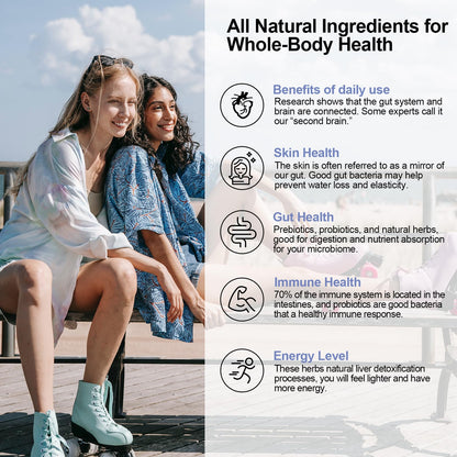 Probiotics for Women and Men - 300 Billion CFU, 24 Strains, 15 Organic Herbs + Prebiotics - Shelf-Stable Gut Health Supplement (8 Month Supply)