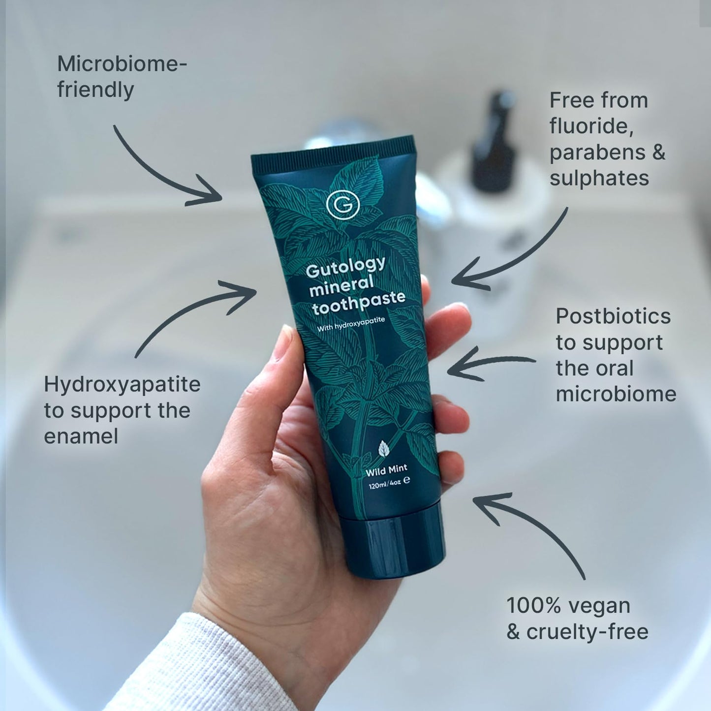 Gutology Probiotic Hydroxyapatite Toothpaste Fluoride Free Wild Mint